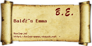 Balás Emma névjegykártya
