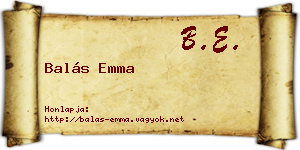 Balás Emma névjegykártya